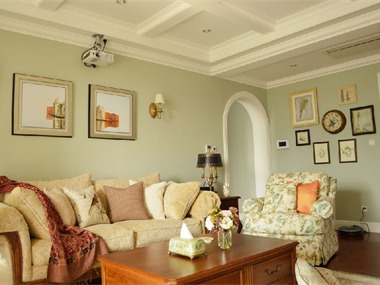 美式客厅沙发背景墙效果图