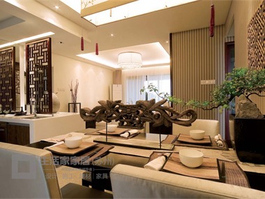 中式餐厅背景墙实景图