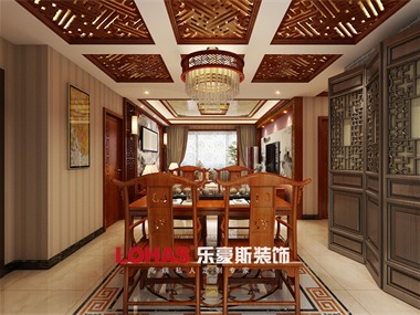 中式餐厅吊顶效果图
