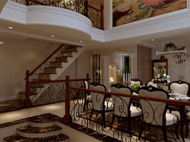 欧式餐厅楼梯效果图