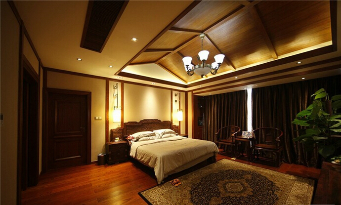 300平原木新中式风卧室