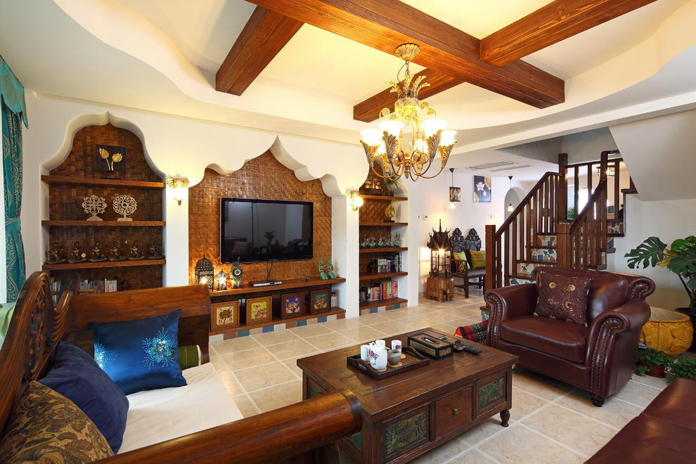 异域巴厘岛风情的朱雀门复室设计客厅