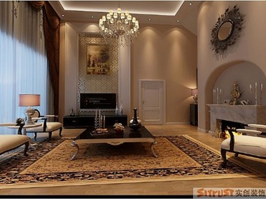的米色地砖和富有造型的欧式家具让那个整个空间温暖和