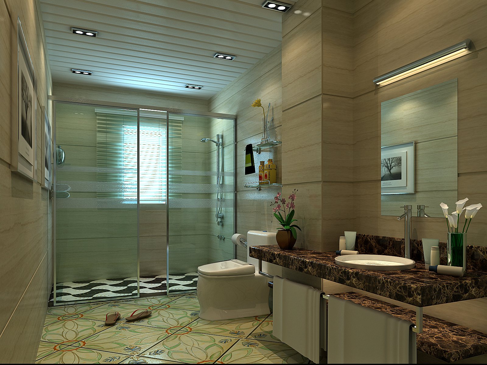 现代三居室主卧卫生间隐形门装修设计效果图 – 设计本装修效果图